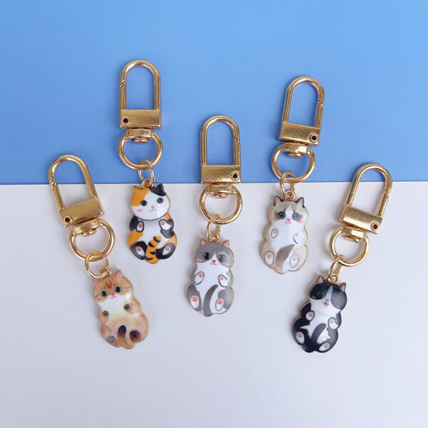 Wholesale Cartoon Cute Printed Cat Metal Keychain