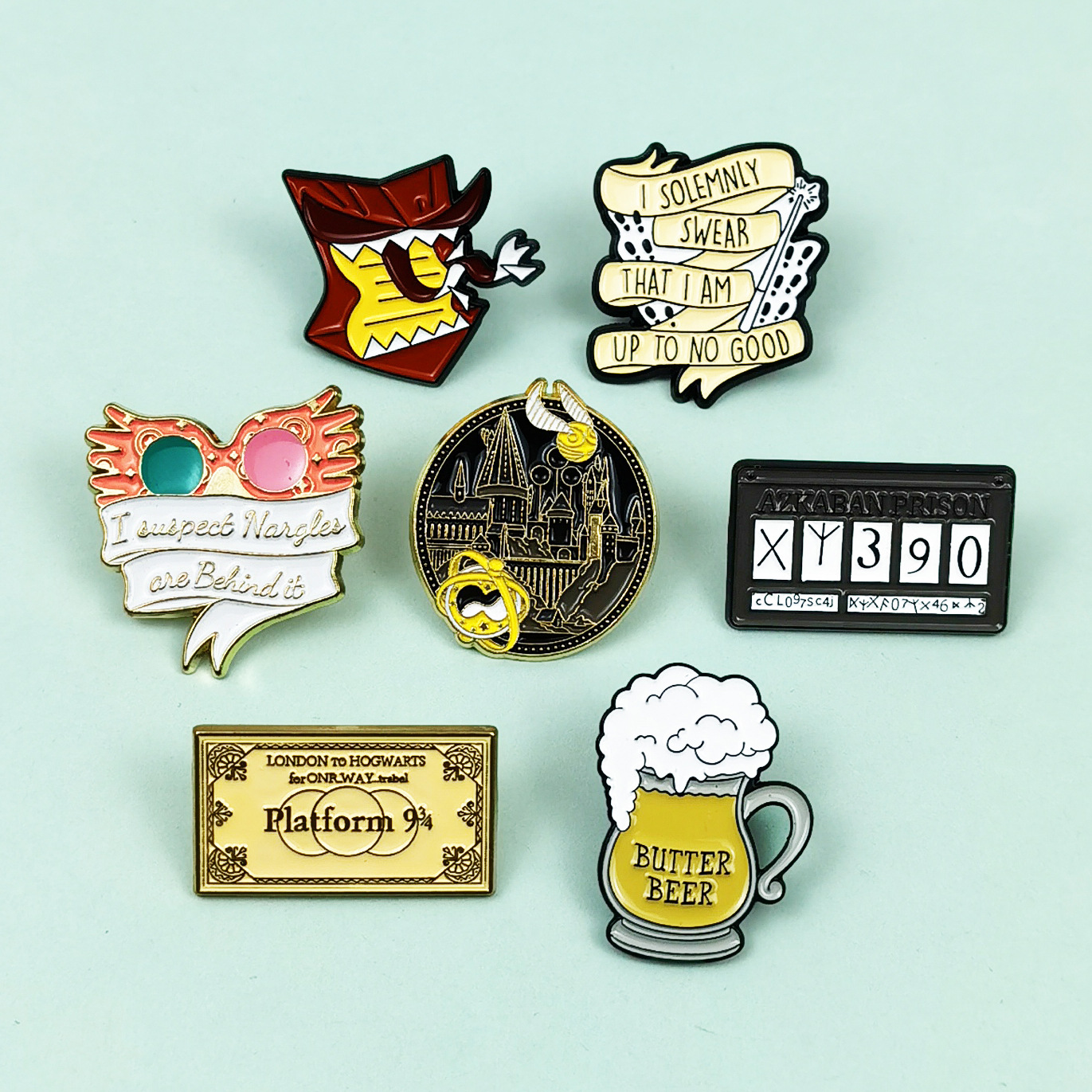 Wholesale Beer Landscape Alphabet Geometric Metal Brooch
