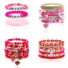 Wholesale Red and pink Valentine's Day gift for girls: a handmade heart-shaped "LOVE" bracelet.