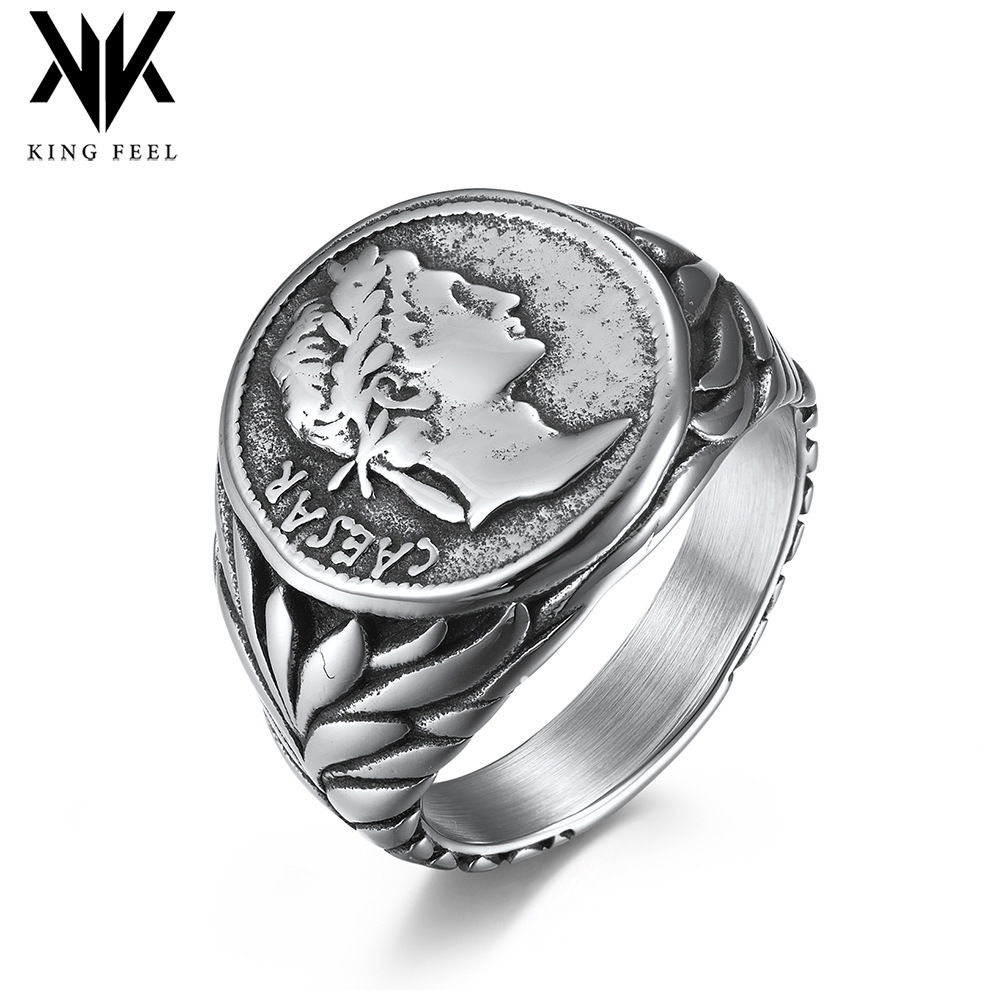 Wholesale Vintage coin rtrait stainless steel ring