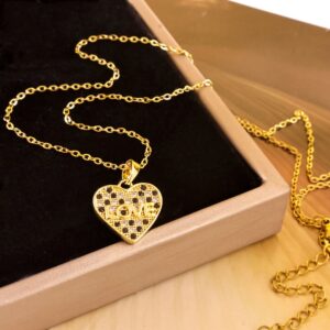 Xl1853 checkerboard love necklace gold
