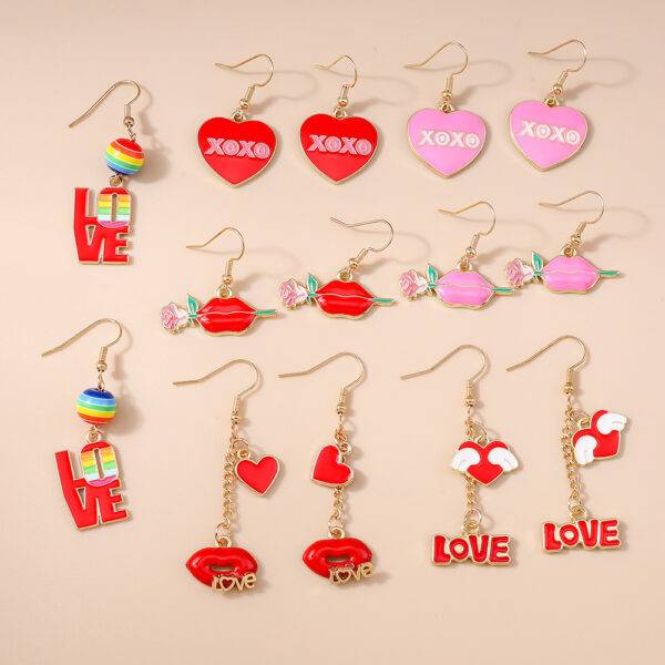 O1CN01PwzE4f1vacJPMPVvz_2866776189-0-cib Wholesale Valentine's Day Series Red and Pink Heart Ear Hook Earrings