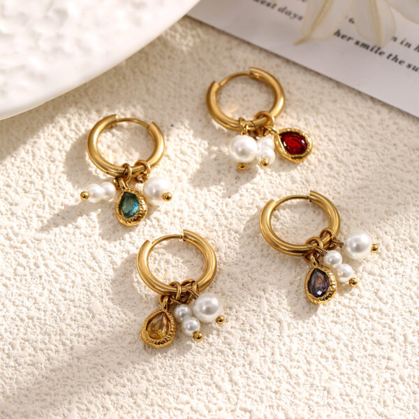 Wholesale Water droplet shaped stainless steel pearl earrings