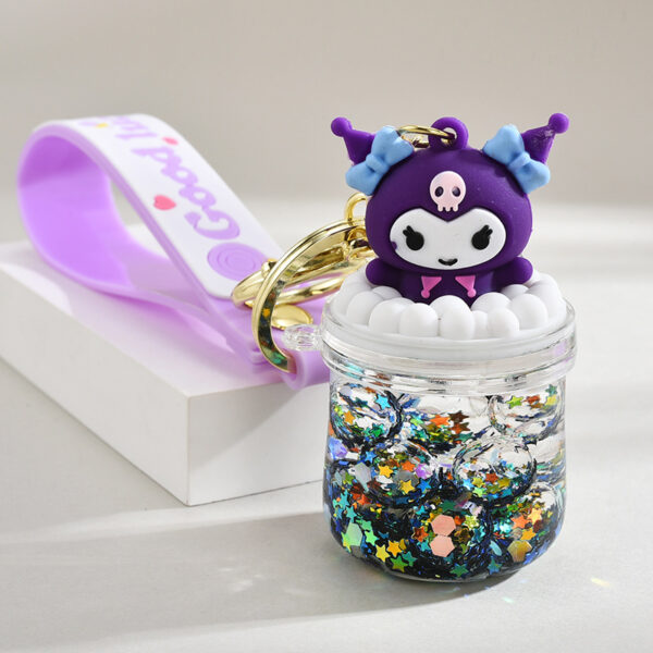 Wholesale Acrylic flowing sand bottle bag keychain