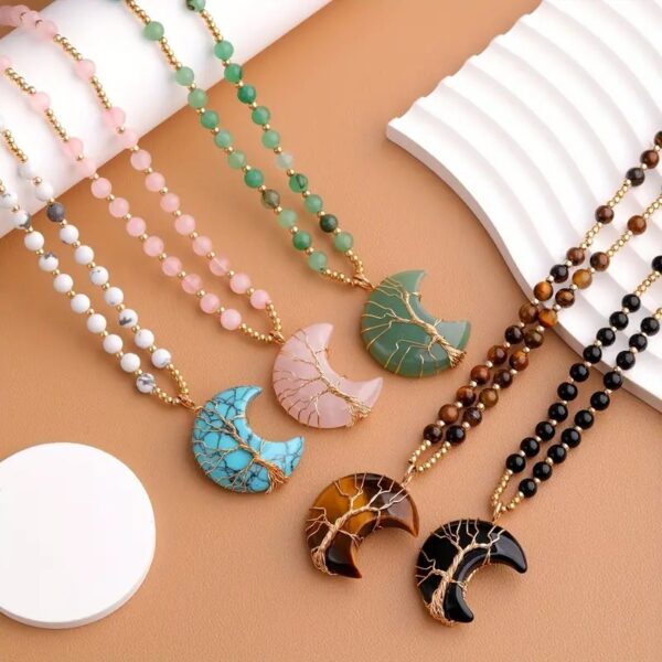 Wholesale Moon Life Tree Pendant Wealth Tree Winding Necklace