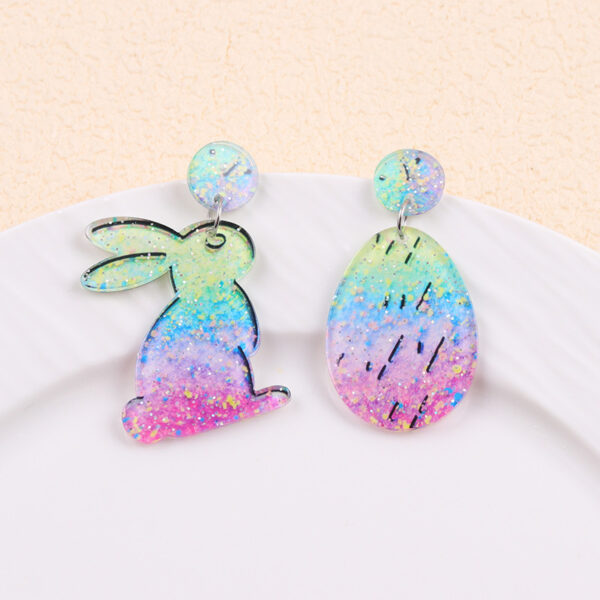 Wholesale Easter Asymmetric Rabbit Easter Egg Acrylic Earrings