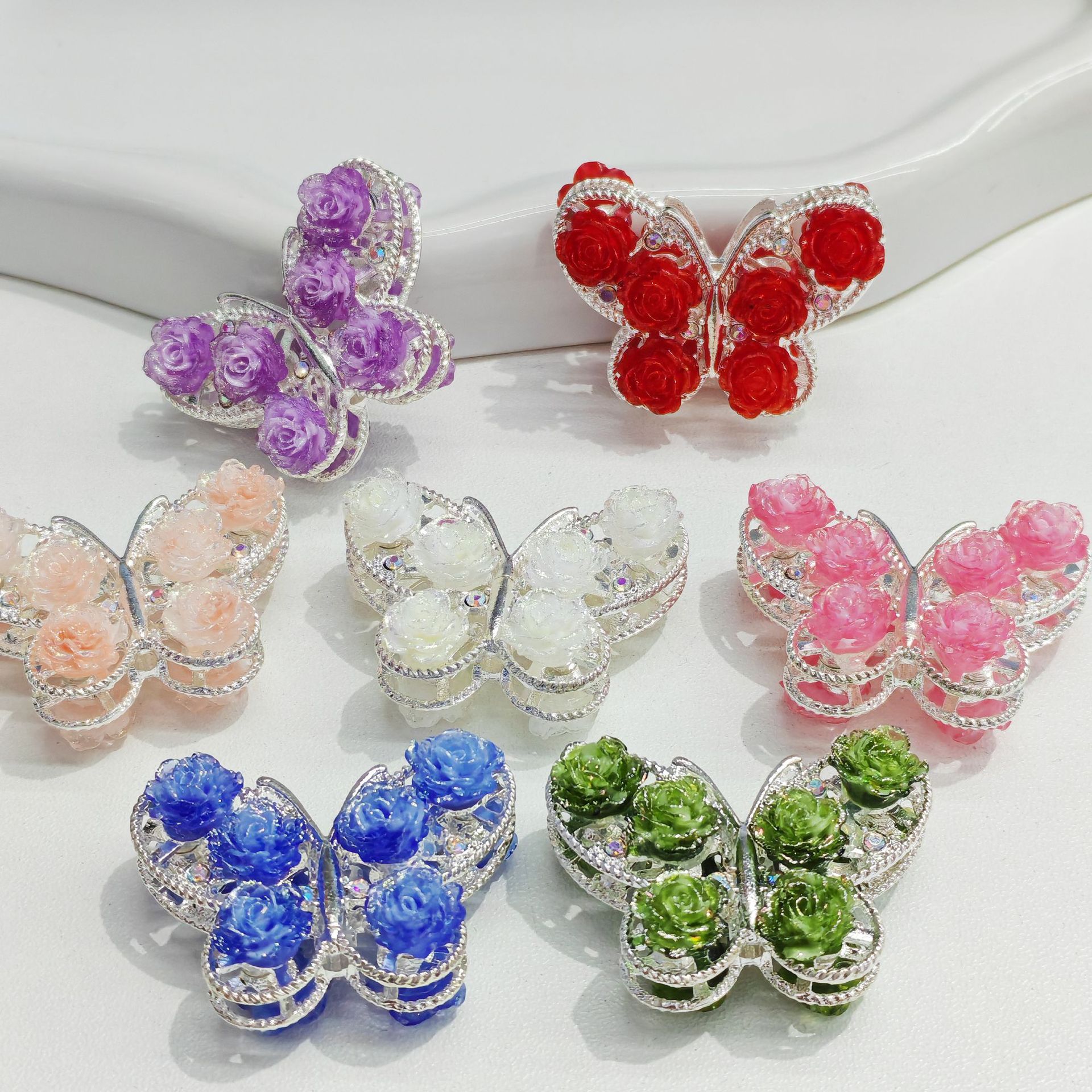 Wholesale Retro Rose Butterfly Alloy Diamond Ball Beads