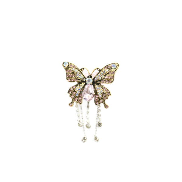 Wholesale Full Diamond Vintage Gold Rhinestone Tassel Butterfly Brooch