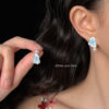 Wholesale Blue Salt Lake series asymmetrical silver needle earrings