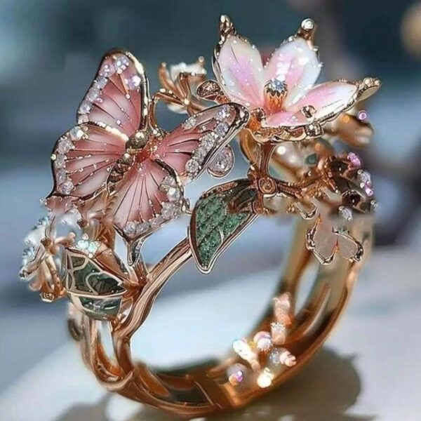 Wholesale Color Drop Oil Ring Butterfly Finger Opening Ring
