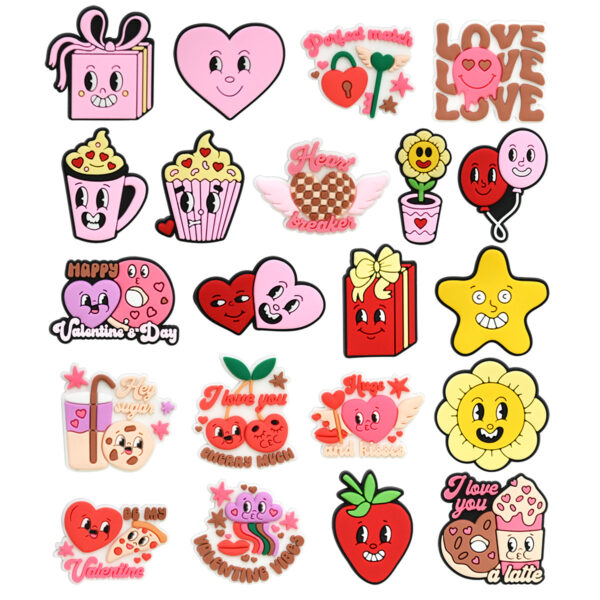 Wholesale Random 100pcs Valentine's Day series diverse cartoon Croc Charms
