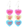 Wholesale Valentine's Day Text Candy Multi-colored Heart Acrylic Earrings