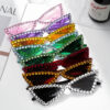 Wholesale Full Diamond Bow Colored Small Frame Birthday Letter Sunglasses