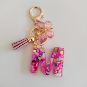 Purple letters-m / Purple letter keychain pendant