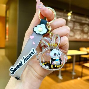 Leather cord [Earphone Rabbit] Black and gold baby bottle panda / Quantity 1 is 1