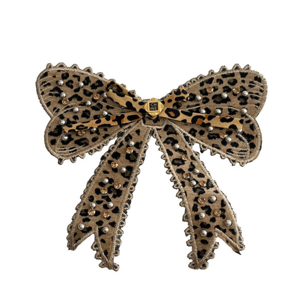 Wholesale Leopard print bow hot stamping embroidery DIY Patches