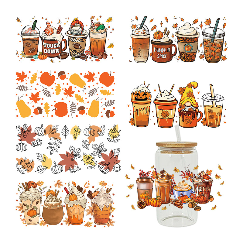 Wholesale New Thanksgiving UV C stickers crystal logo pattern 23 cmX11cm in stock