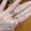 Wholesale Vintage floral branch open ring stackable gold index finger ring