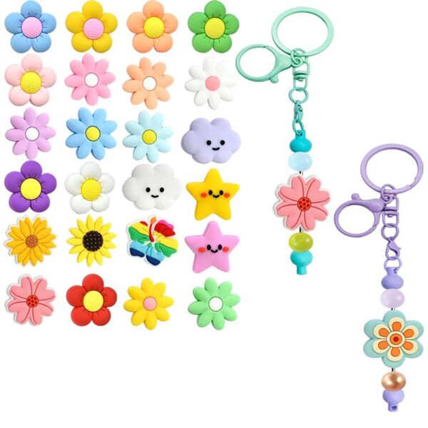 O1CN01QBnoam1ijElpQZT83_2206571884448-0-cib Wholesale Random 100pcs Colored Flower Shaped Focal Beads