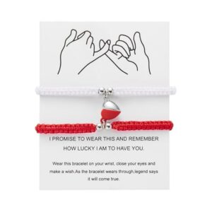 White and red braided magnetic love heart