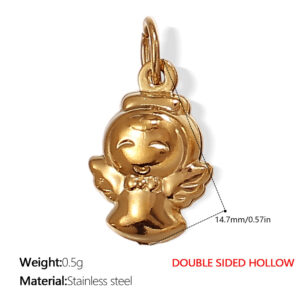 Pj267g double-sided hollow gold pendant