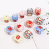 Wholesale 10pcs color printed apple oval acrylic beads
