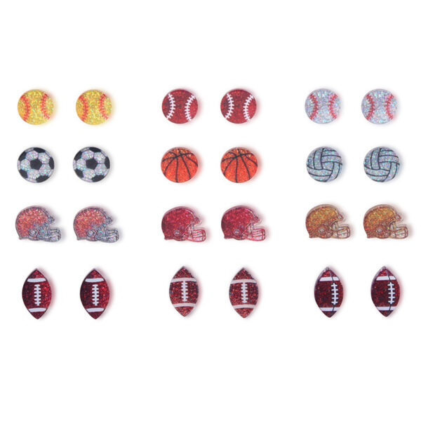 Wholesale Glittering Football/Rugby Helmet Acrylic Stud Earrings