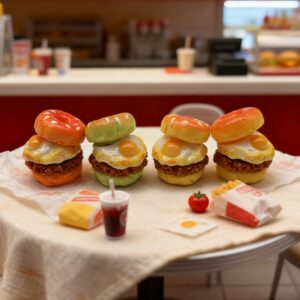 Wholesale Simulated Donut Egg Burger Miniature Food Toy Mini Burger