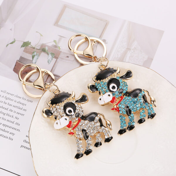 Wholesale Cute Rhinestone Baby Cow Keychain