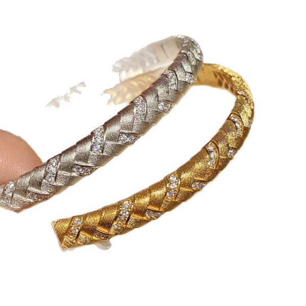 Wholesale 18K genuine gold electroplated zircon wheat ear woven bracelet