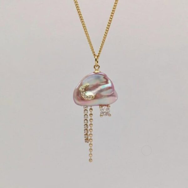 Wholesale Dopamine cloud pearl moon star studded diamond necklace