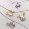 Wholesale Ocean Pearl Series Cute Pearl Fish Zircon Pendant Necklace