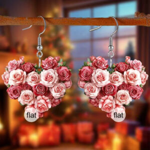 Wholesale Romantic heart-shaped rose earrings for Valentine's Day