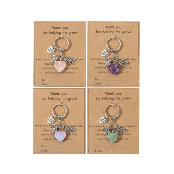 Wholesale Pink crystal amethyst tiger eye green heart-shaped keychain