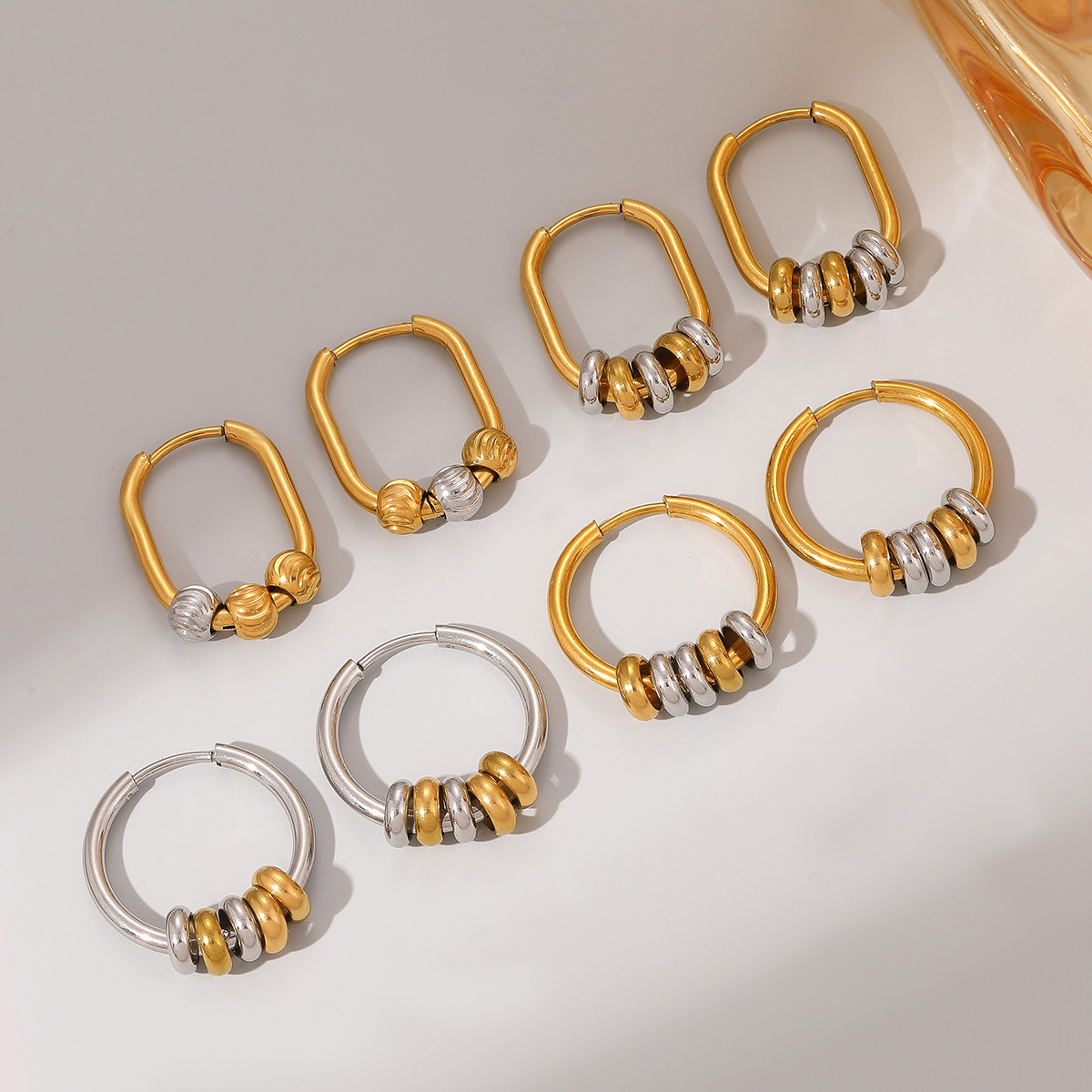 Wholesale Stainless Steel Earrings Gold Color Hoops Ear Studs