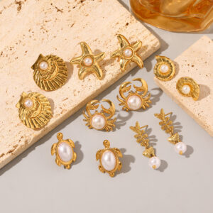 Wholesale Stainless Steel Ocean Series Stud Earrings