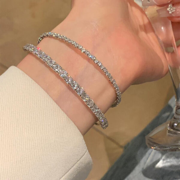 Wholesale Silver Full Diamond Sparkling Zircon Open Bracelet