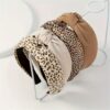 Wholesale Leopard print coffee colored fabric knotted wide edge headband