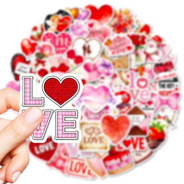 Wholesale 56pcs Pink Valentine's Day Themed Stickers
