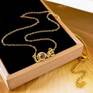 Xl1329love projection necklace gold