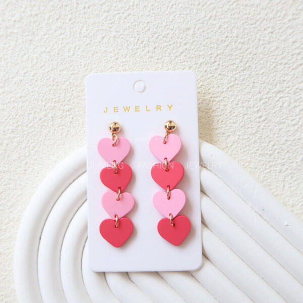 Wholesale Valentine's Day Peach Heart Acrylic Earrings