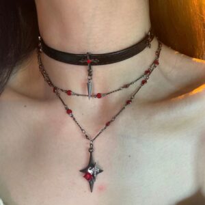 O1CN01QQ2ydX1l5L4ypDPDB_2216005864767-0-cib Wholesale Gothic style red cross dark long necklace