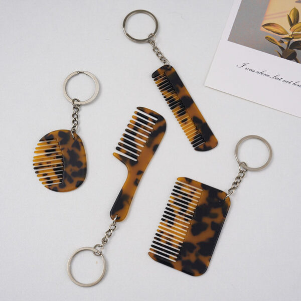 Wholesale Leopard print vinegar comb pendant keychain