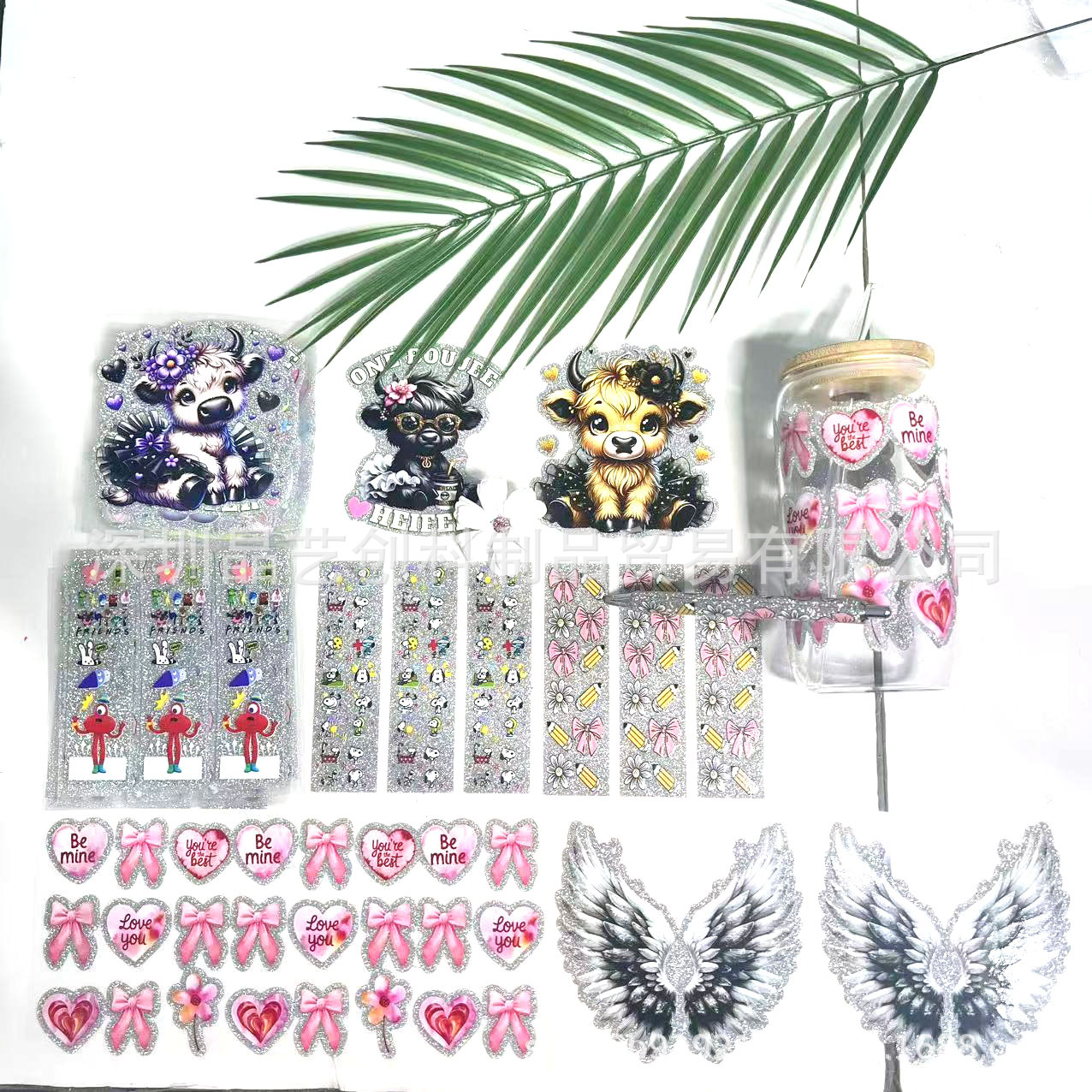 Wholesale Colored Flashing Crystal Stickers 16oz C UV DTF Wraps