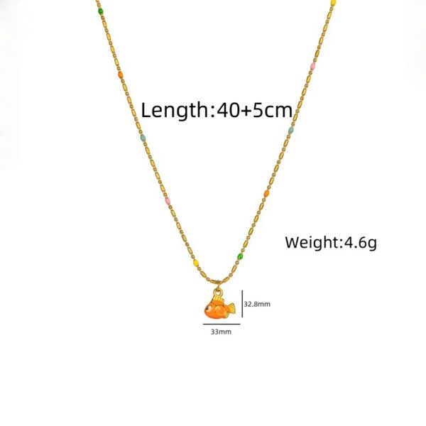 Wholesale Rice Bead Dripping Oil Cartoon Fish Stainless Steel Necklace