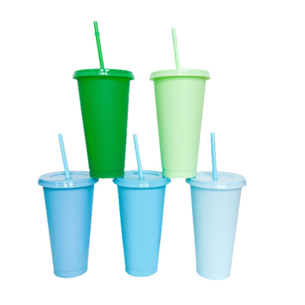 Wholesale 24OZ solid color PP plastic large capacity 710ml straw cup