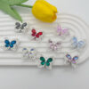 Wholesale Heavy-duty alloy diamond double-sided crystal butterfly straight hole 3D Crystal Beads
