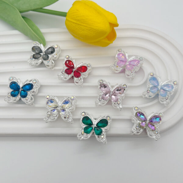 Wholesale Heavy-duty alloy diamond double-sided crystal butterfly straight hole 3D Crystal Beads