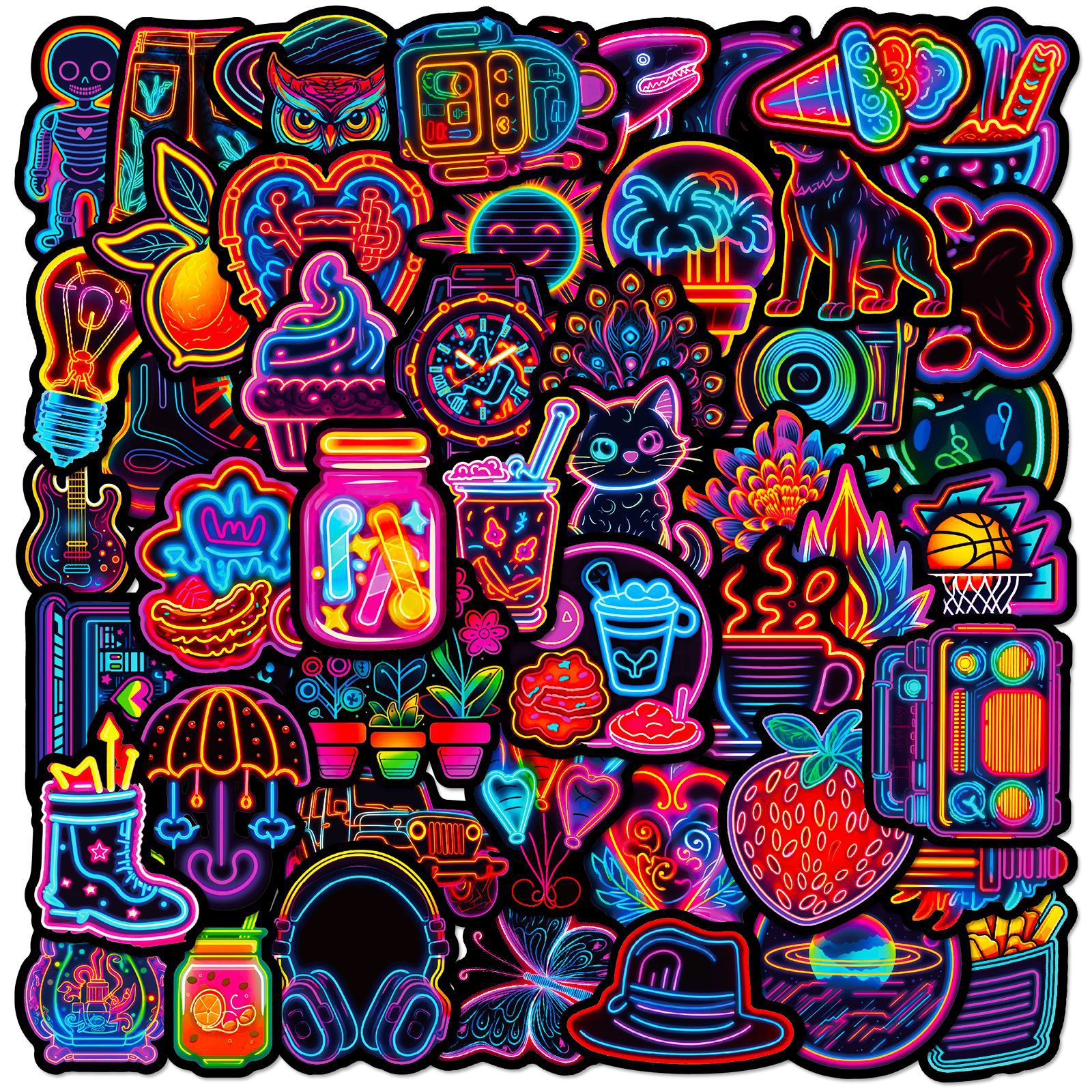 Wholesale 50 Cool Neon Graiti Stickers