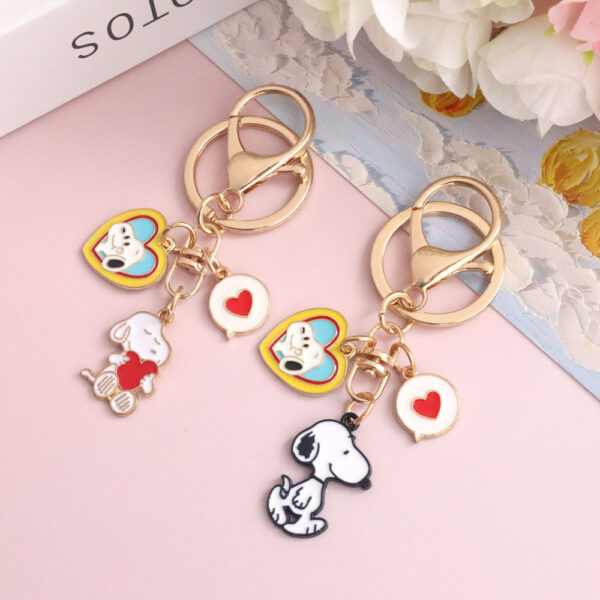 Wholesale Cute cartoon white heart-shaped dog alloy keychain